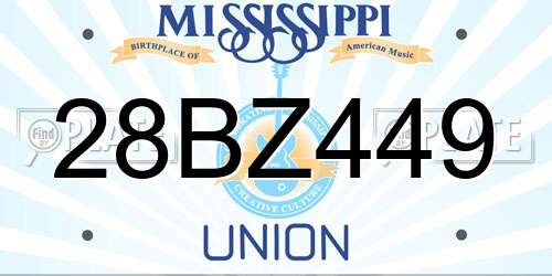 28BZ449 Mississippi License Plate