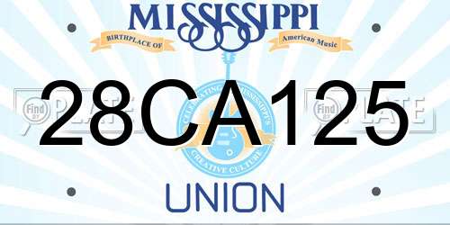 28CA125 Mississippi License Plate