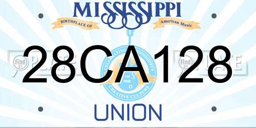 28CA128 Mississippi License Plate