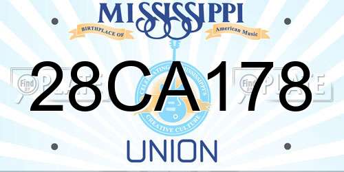 28CA178 Mississippi License Plate
