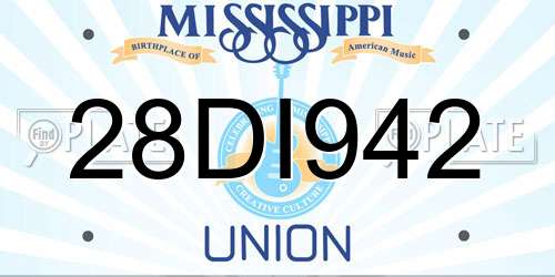 28DI942 Mississippi License Plate
