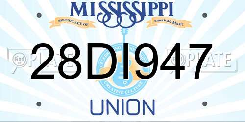 28DI947 Mississippi License Plate