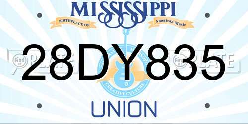 28DY835 Mississippi License Plate