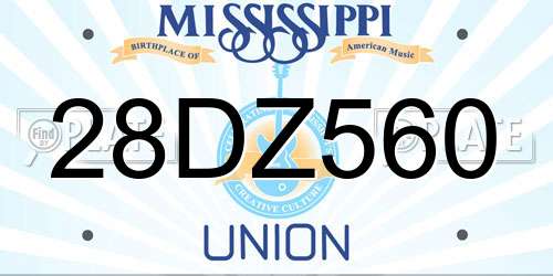 28DZ560 Mississippi License Plate
