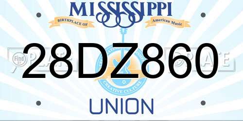 28DZ860 Mississippi License Plate