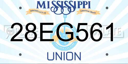 28EG561 Mississippi License Plate