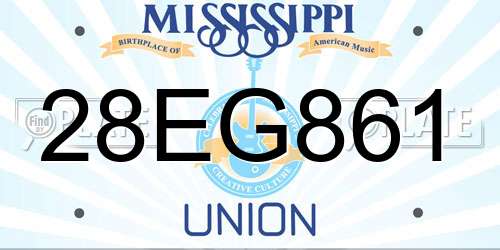 28EG861 Mississippi License Plate