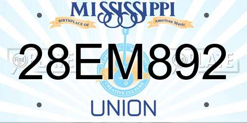 28EM892 Mississippi License Plate
