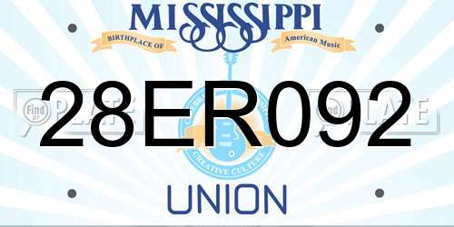 28ER092 Mississippi License Plate