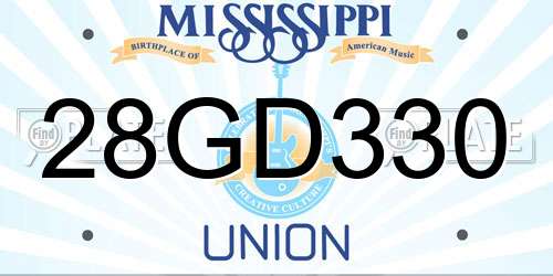 28GD330 Mississippi License Plate