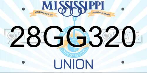 28GG320 Mississippi License Plate