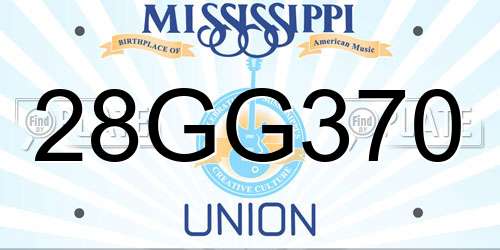 28GG370 Mississippi License Plate