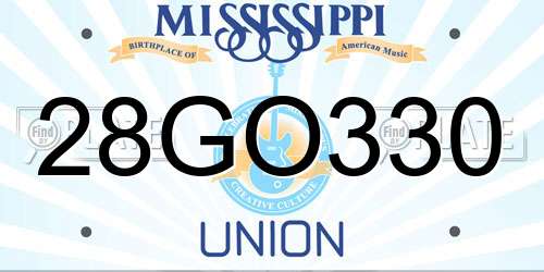 28GO330 Mississippi License Plate