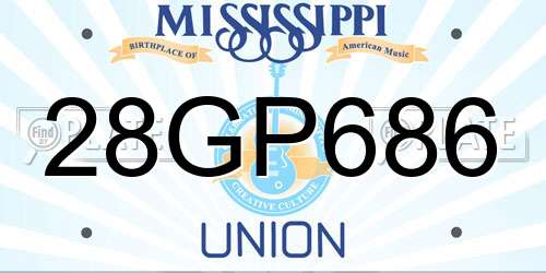 28GP686 Mississippi License Plate
