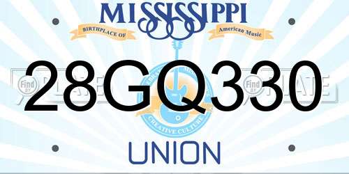 28GQ330 Mississippi License Plate