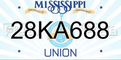 28KA688 Mississippi License Plate