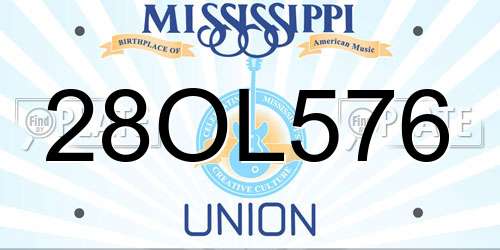 28OL576 Mississippi License Plate