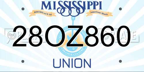 28OZ860 Mississippi License Plate
