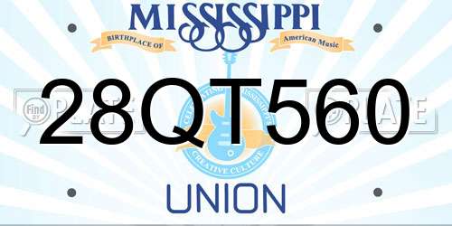 28QT560 Mississippi License Plate