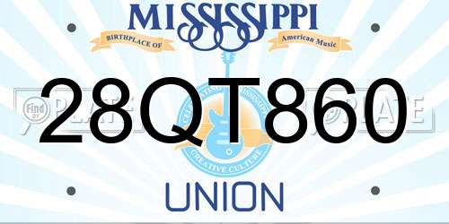 28QT860 Mississippi License Plate