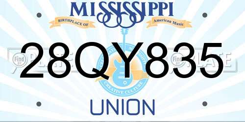 28QY835 Mississippi License Plate