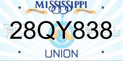28QY838 Mississippi License Plate