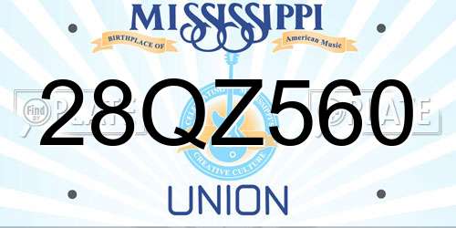 28QZ560 Mississippi License Plate
