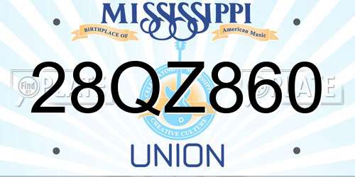 28QZ860 Mississippi License Plate