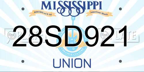 28SD921 Mississippi License Plate