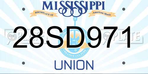 28SD971 Mississippi License Plate