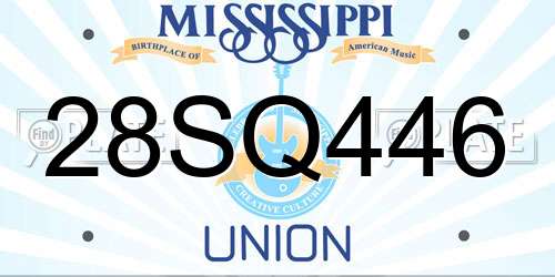 28SQ446 Mississippi License Plate