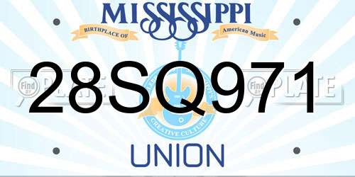 28SQ971 Mississippi License Plate