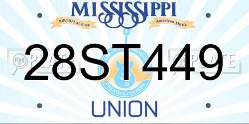 28ST449 Mississippi License Plate