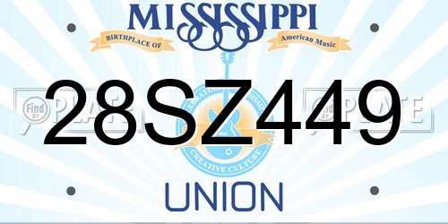 28SZ449 Mississippi License Plate