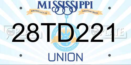 28TD221 Mississippi License Plate