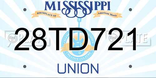 28TD721 Mississippi License Plate