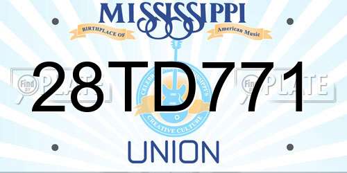 28TD771 Mississippi License Plate