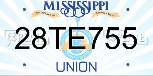 28TE755 Mississippi License Plate