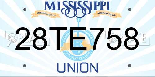 28TE758 Mississippi License Plate