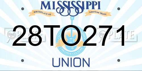 28TO271 Mississippi License Plate