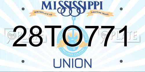 28TO771 Mississippi License Plate