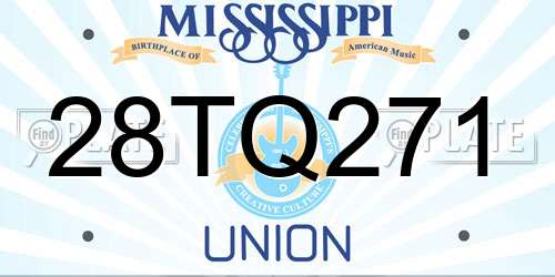 28TQ271 Mississippi License Plate