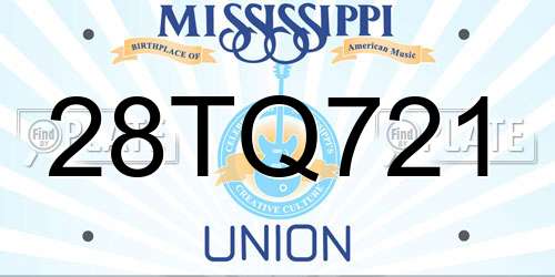 28TQ721 Mississippi License Plate