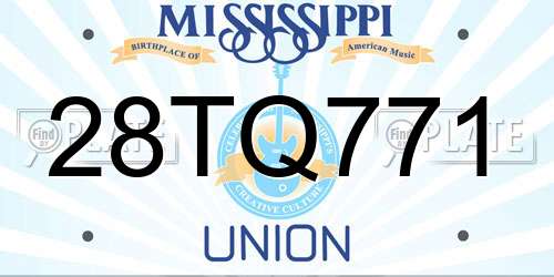 28TQ771 Mississippi License Plate