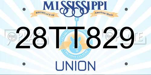 28TT829 Mississippi License Plate