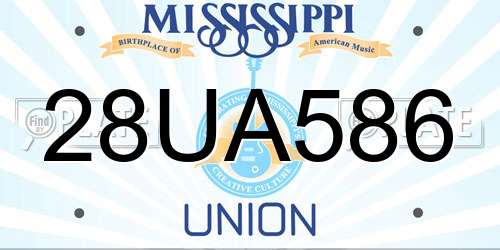 28UA586 Mississippi License Plate