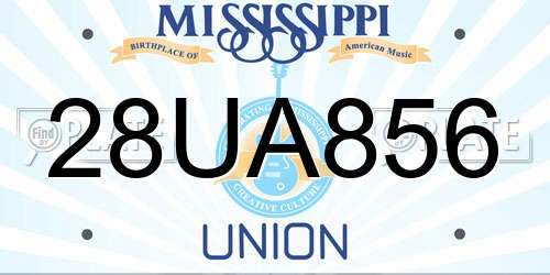 28UA856 Mississippi License Plate