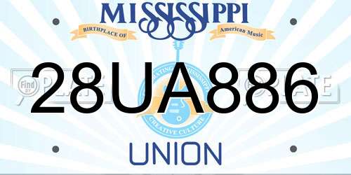 28UA886 Mississippi License Plate