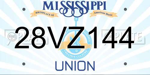 28VZ144 Mississippi License Plate