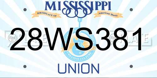 28WS381 Mississippi License Plate